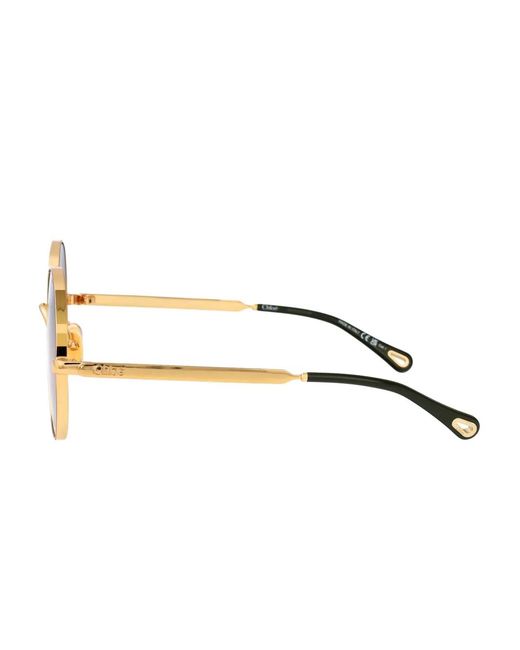 Chloé Metallic Aly Round-Frame Sunglasses