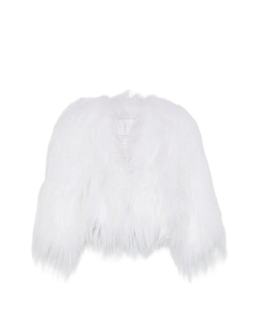 EVA White Veste En Fourrure D'Agneau