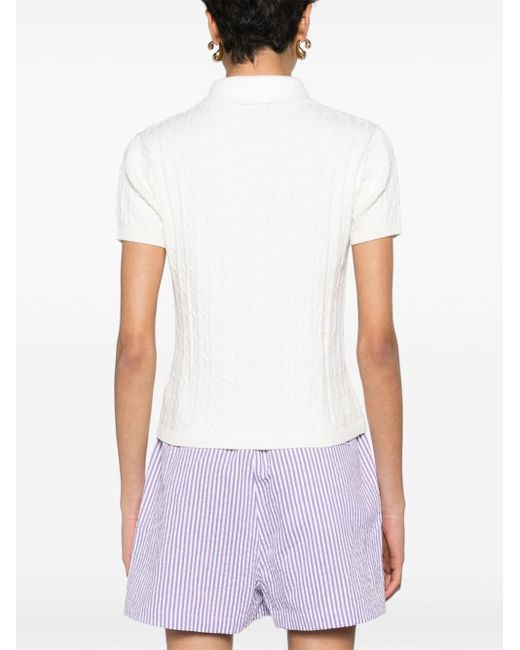 Manuel Ritz White Cable-knit Polo Jumper