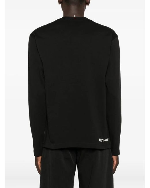 Felpa Con Logo Ricamato di Moncler in Black da Uomo