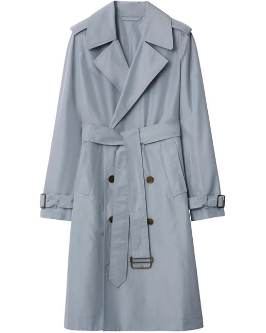 Gabardina de seda Burberry de color Blue