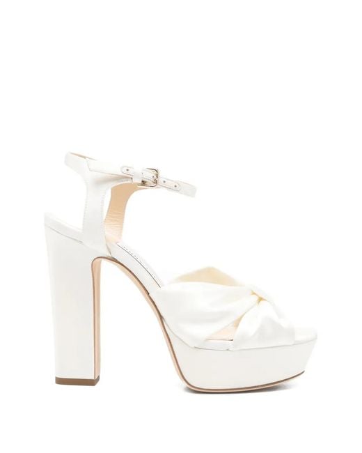 Jimmy Choo White Heloise Knot Platform Sandals