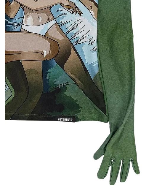 Vetements Green Anime-Print High-Neck T-Shirt for men