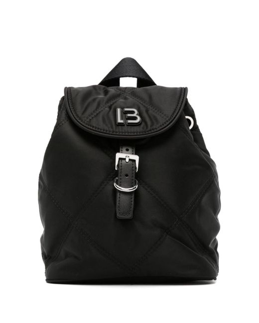 Bimba Y Lola Black Logo-plaque Quilted Backpack