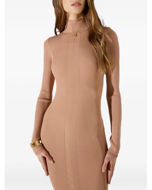Elisabetta Franchi White Knit Dress With Logo Detail