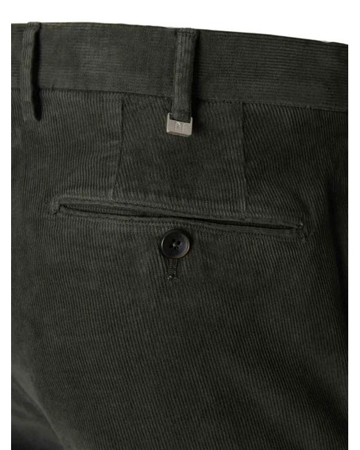 PT Torino Black Corduroy Slim-Fit Trousers for men
