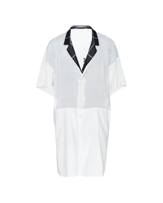 Yohji Yamamoto White Button-Detail Short-Sleeve Jacket for men