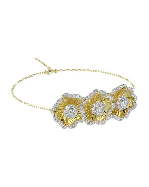 Marchesa Metallic 18kt Yellow Gold Floral Diamond Bracelet