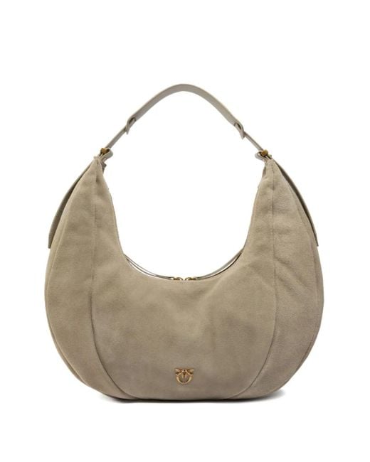 Pinko Gray Large Suede Shoulder Bag