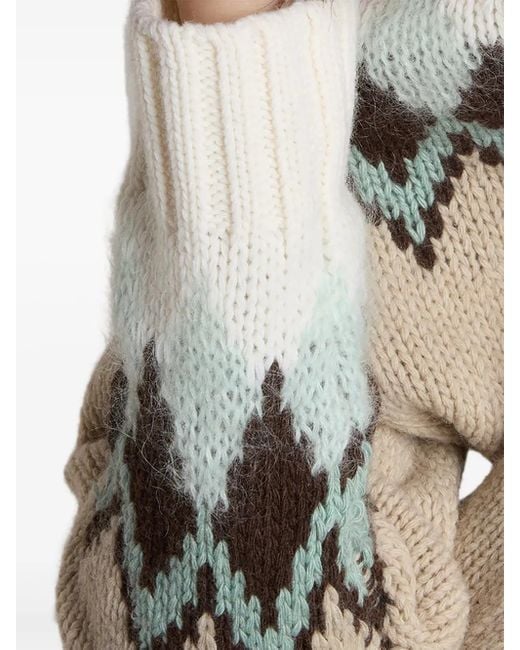 Woolrich Natural Fair Isle Pattern Turtleneck Sweater
