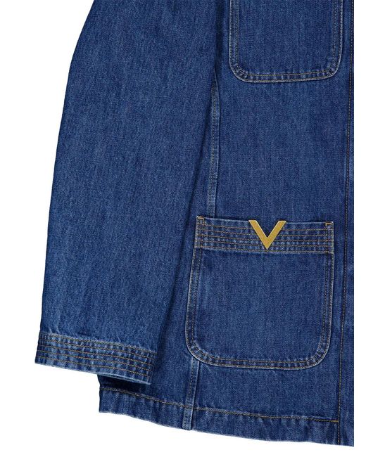 Valentino Garavani Blue Vlogo Contrast-Stitch Denim Jacket
