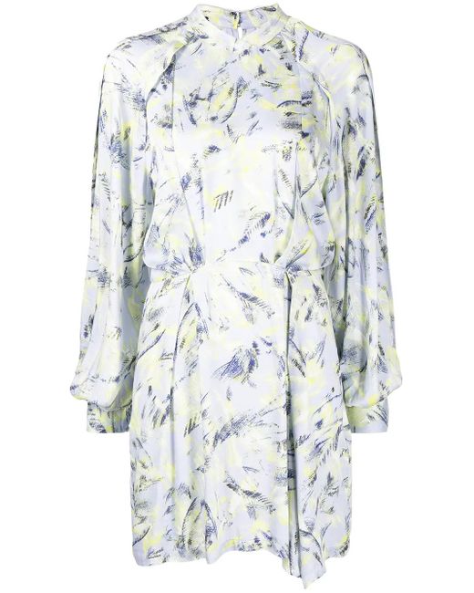 IRO White Kardes Feather-Print Mini Dress