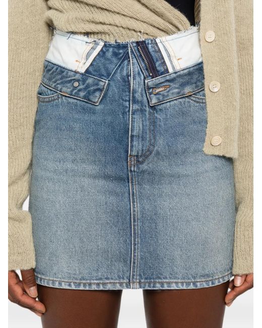MM6 by Maison Margiela Blue Distressed-Effect Denim Skirt
