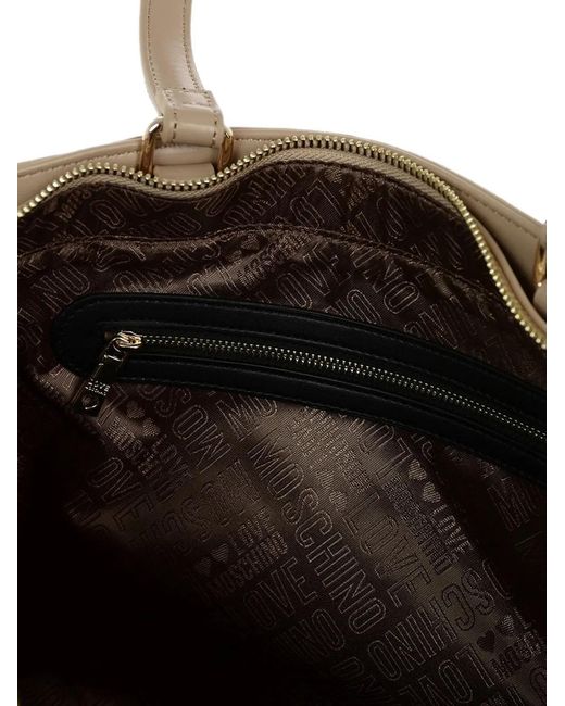 Love Moschino Natural Crocodile-Effect Tote Bag