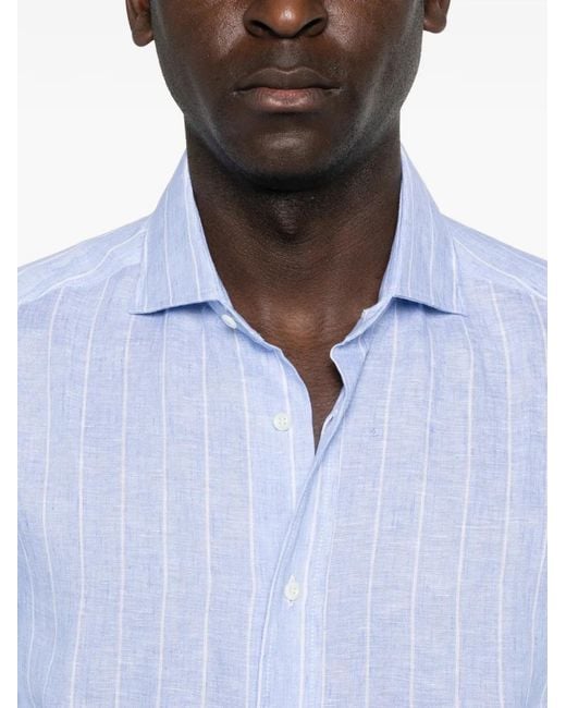Brunello Cucinelli Blue Striped Shirt for men