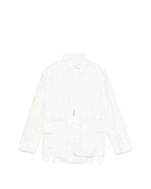 Undercover White Frayed Panelled Shirt
