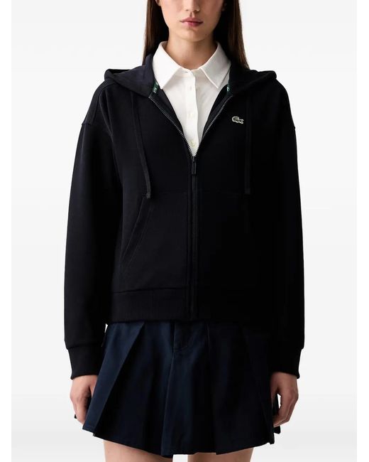 Lacoste Black Logo-Patch Zip-Up Hoodie