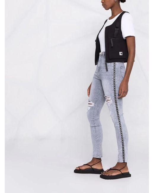 Philipp Plein Blue Crystal-Embellished Jeggings