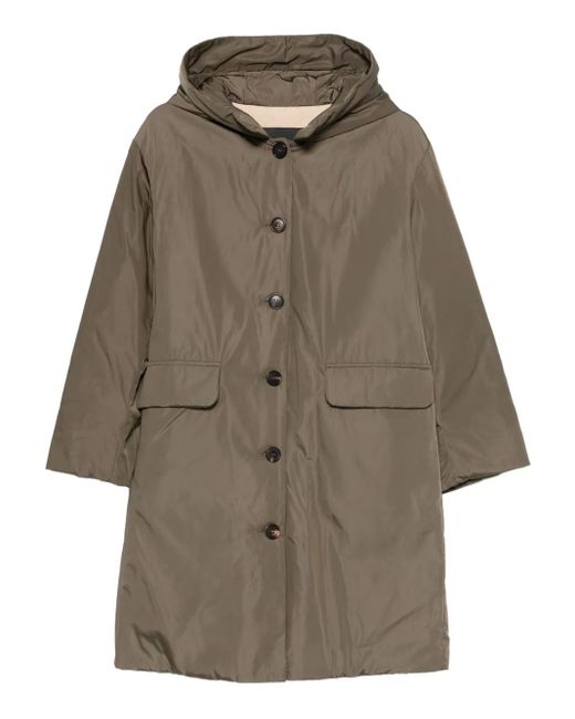 ROSSO35 Brown Hooded Button Coat