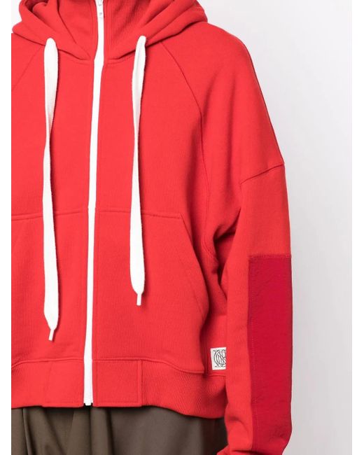 Goen.J Red High-Neck Drawstring Hoodie