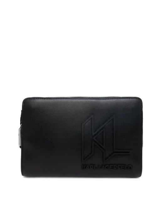 Karl Lagerfeld Black Logo-Embossed Belt Bag for men