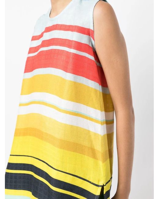 Bambah Yellow Striped Sleeveless Tunic