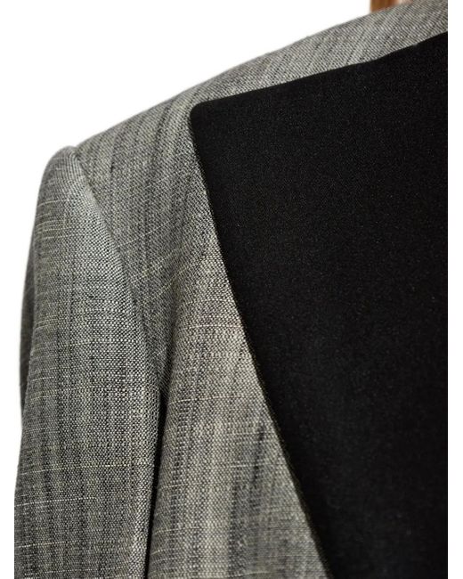 Jil Sander Gray Satin-Lapel Checked Jacket