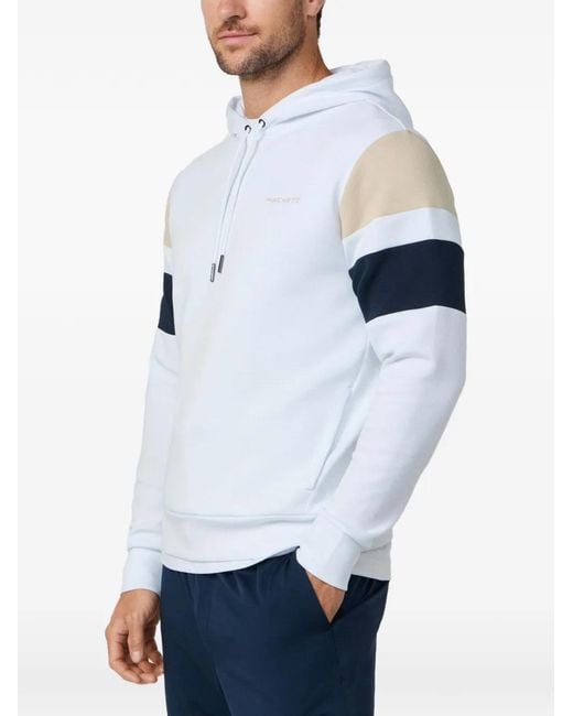 Hackett White Resort Stripe-Detail Drawstring Hoodie for men