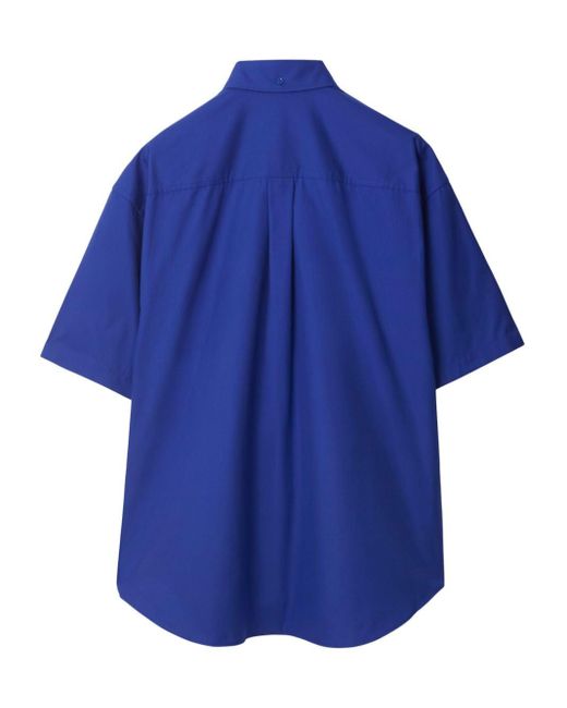 Burberry Katoenen Overhemd Met Geborduurd Logo in het Blue voor heren