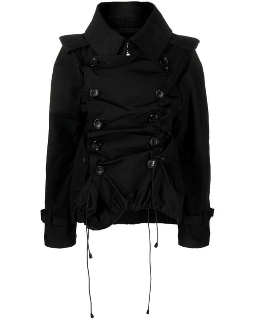 Junya Watanabe Black Oversized Jacket With Ruffles