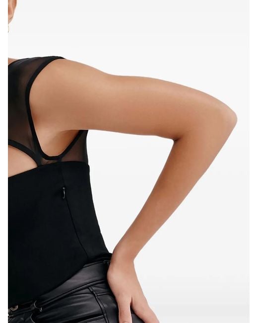 MARCELLA Black Parker Mesh One-Shoulder Top