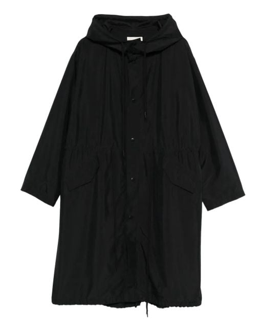 6397 Black Kapuzenmantel mit Kordelzug