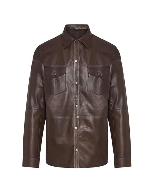 Giorgio Brato Brown Buttoned Flap-Pocket Shirt Jacket for men