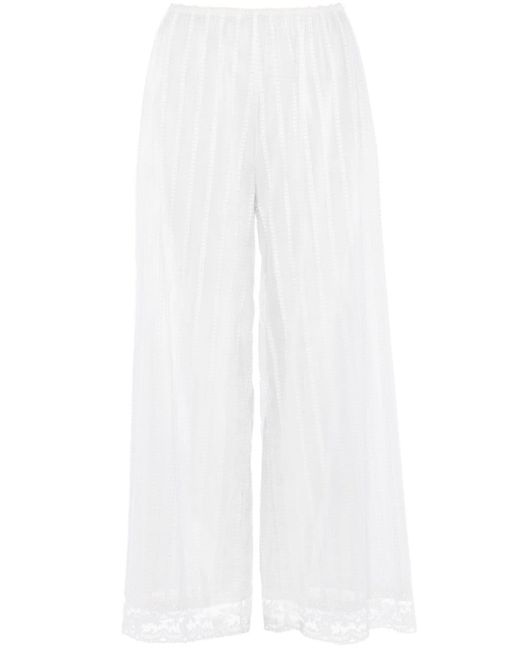 Eres White Lace-trim Cotton Trousers