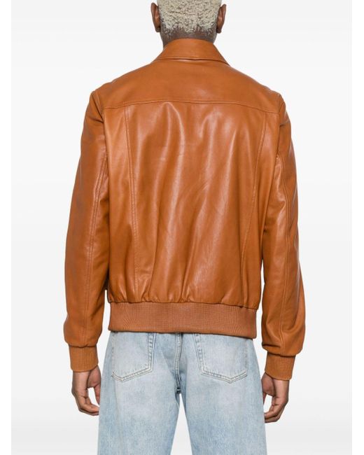 Lardini Brown Zip-up Leather Jacket for men