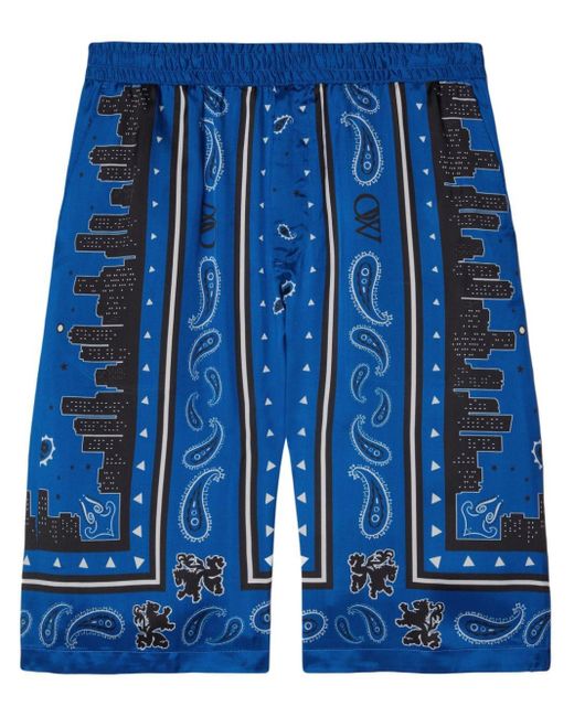 Off-White c/o Virgil Abloh Shorts Met Paisley-print in het Blue voor heren