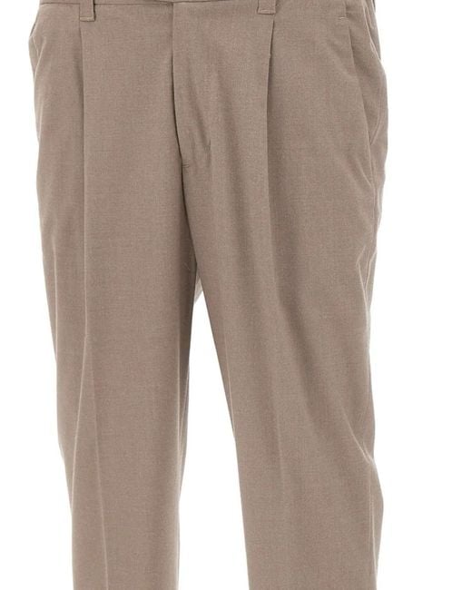 Devore Gray Pleated-Detail Trousers for men