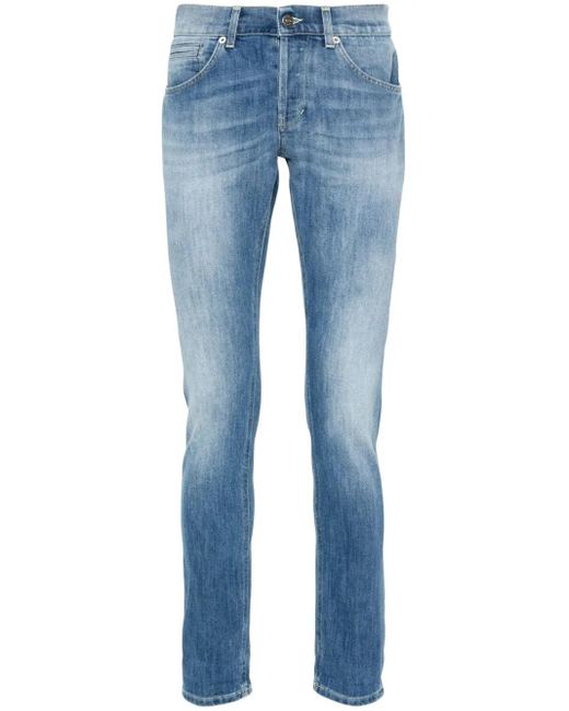 Dondup Blue Straight-Leg Stonewashed Jeans for men