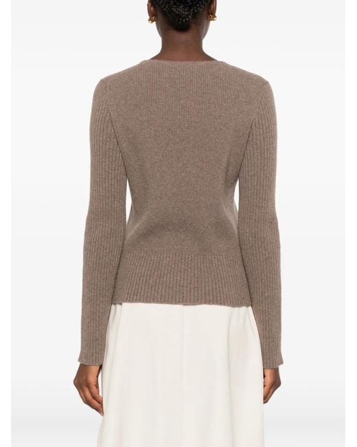 Jil Sander Brown Ribbed-Knit Sweater
