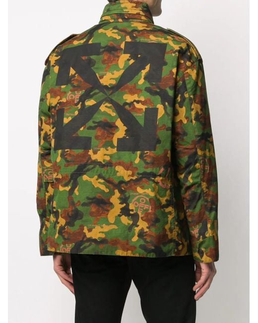 Off-White c/o Virgil Abloh Green Camouflage Padded Field Jacket for men