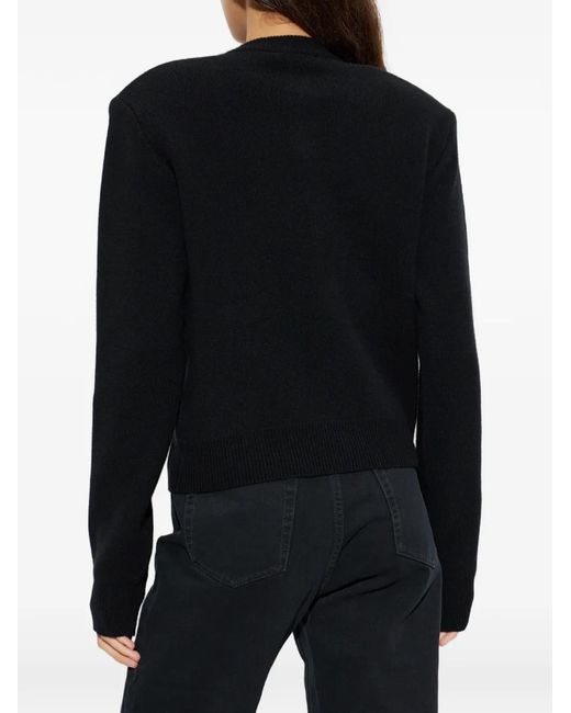 Balmain Blue Shoulder-Pad Button-Up Wool Cardigan