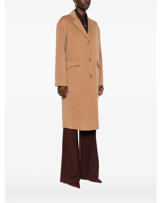 Semicouture Natural Button-Fastening Patch-Pocket Coat