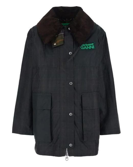Barbour Black X Ganni Hooded Coat