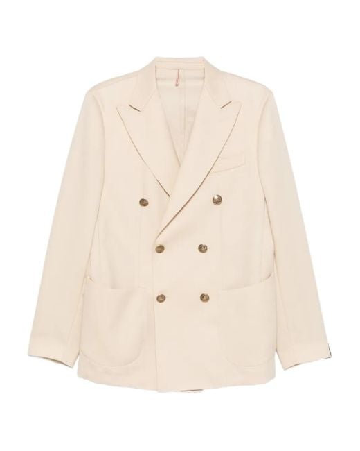 Santaniello Natural Double-Breasted Pocket Jacket for men