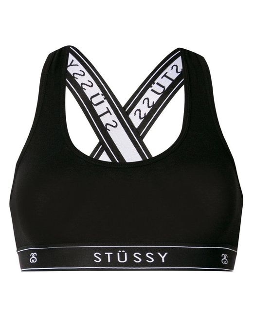 Stussy Black Sport-BH mit Logos