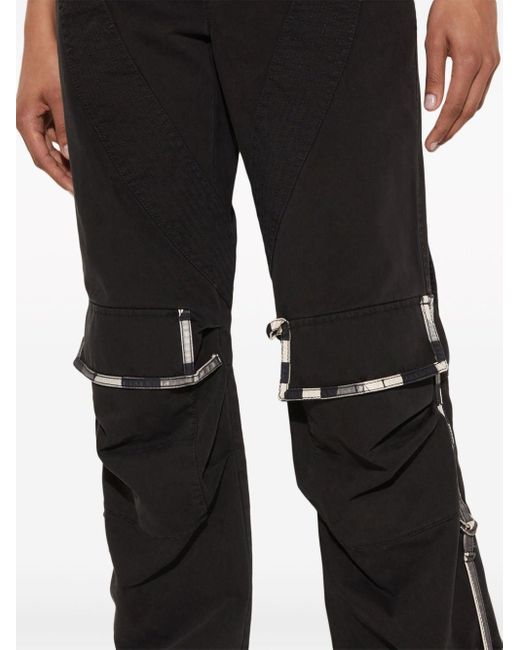 Emilio Pucci Black Patterned-trim Cotton Cargo Trousers