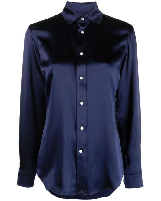 Polo Ralph Lauren Blue Long-Sleeved Silk Shirt