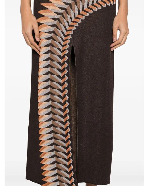 Rabanne Brown Graphic Print Maxi Dress
