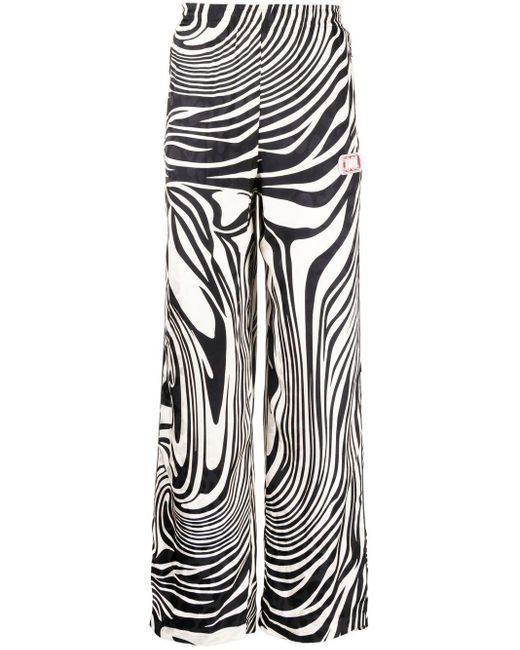 zebra print wide leg trousers