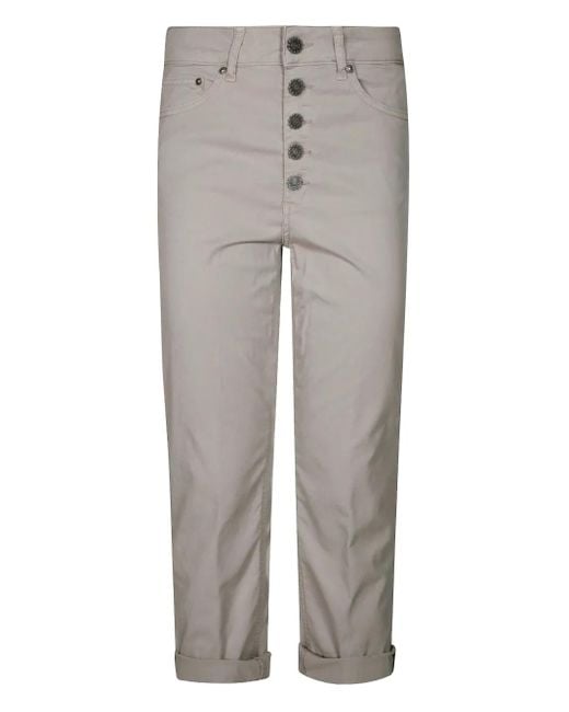 Dondup Gray Straight-Leg Cropped Trousers